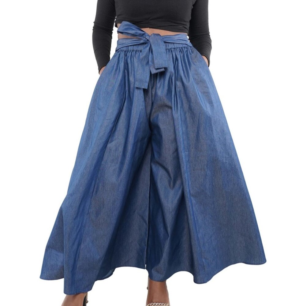 Blue Denim Palazzo Pants | One Size